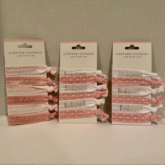 Lot of 3 Packs of Hair Ties Pink/White - 18pcs - Picture 1 of 9